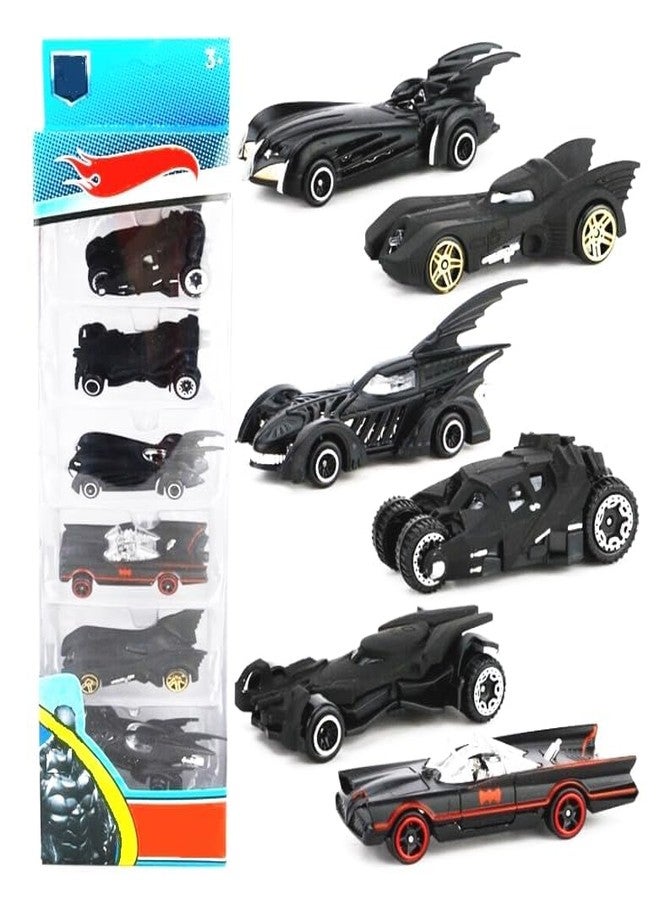 Sky Tech® Black Super Hero Mini Metal Die Cast Car Set of-6 Toy Vehicle Play Set Free Wheel High Speed Unbreakable for Kids Small Racing Car for Exciting Playtime Adventures Movie Vehicle - Image 1